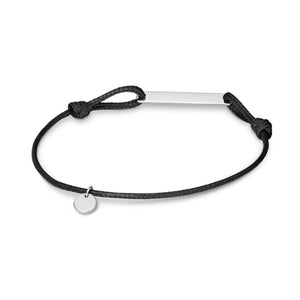 Richie Paws black cord sterling silver Round Companion Cord Bracelet