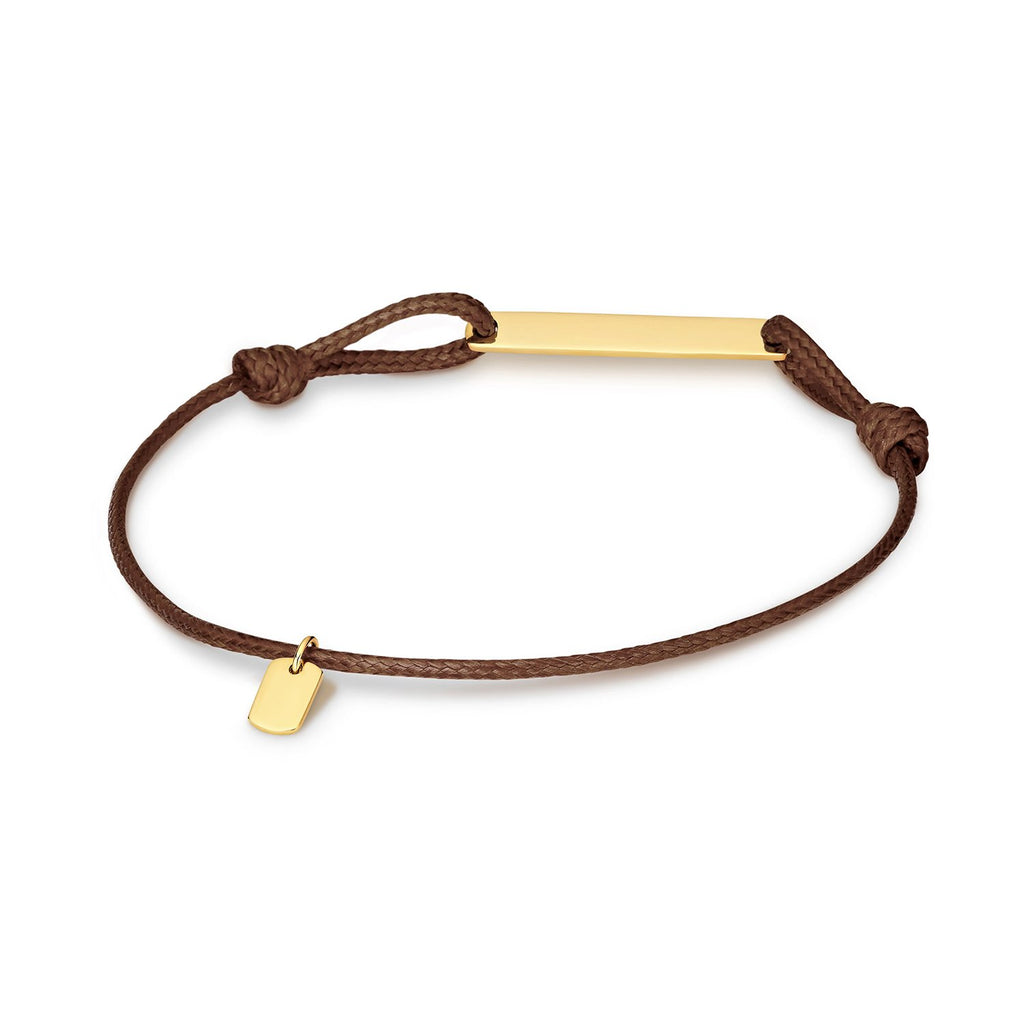Richie Paws brown cord yellow gold Dog Tag Companion Cord Bracelet