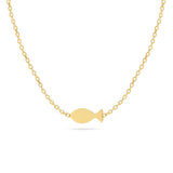 Richie Paws yellow gold Fish Shape Companion Necklace