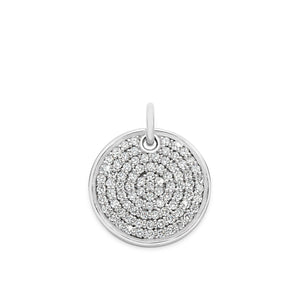 Round Signature White Diamond Pendant front