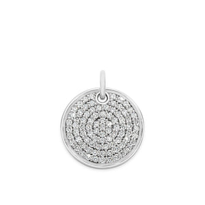 Round Signature White Diamond Pendant front