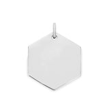 Richie Paws small sterling silver Hexagon Name Pendant front