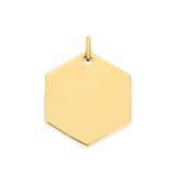 Richie Paws small yellow gold Hexagon Name Pendant front