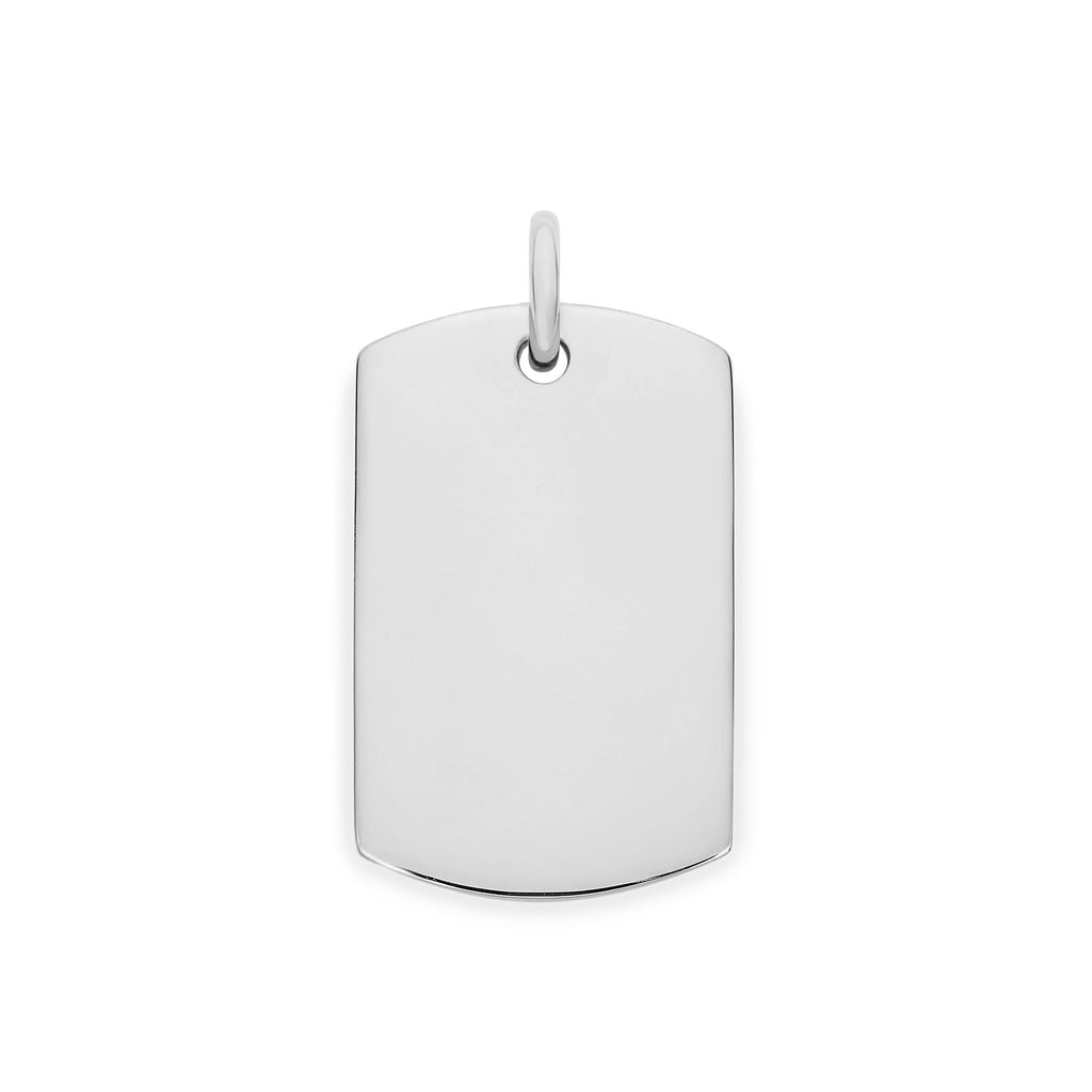 Extra Large Plain, Blank Dog Tag Pendant, Charm in Sterling Silver