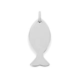 Richie Paws medium sterling silver Fish Shape Name Pendant front