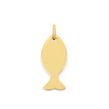 Richie Paws small yellow gold Fish Shape Name Pendant front