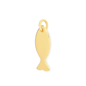 Richie Paws small yellow gold Fish Shape Name Pendant side