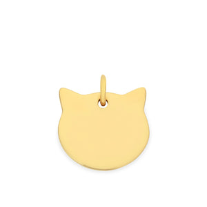 Richie Paws small yellow gold Cat Shape Name Pendant front